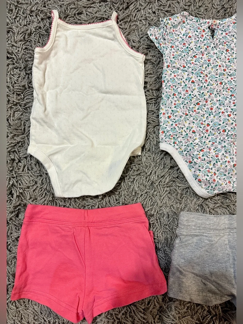Carter's White Short Sleeve Baby Bodysuit with Pink Trim